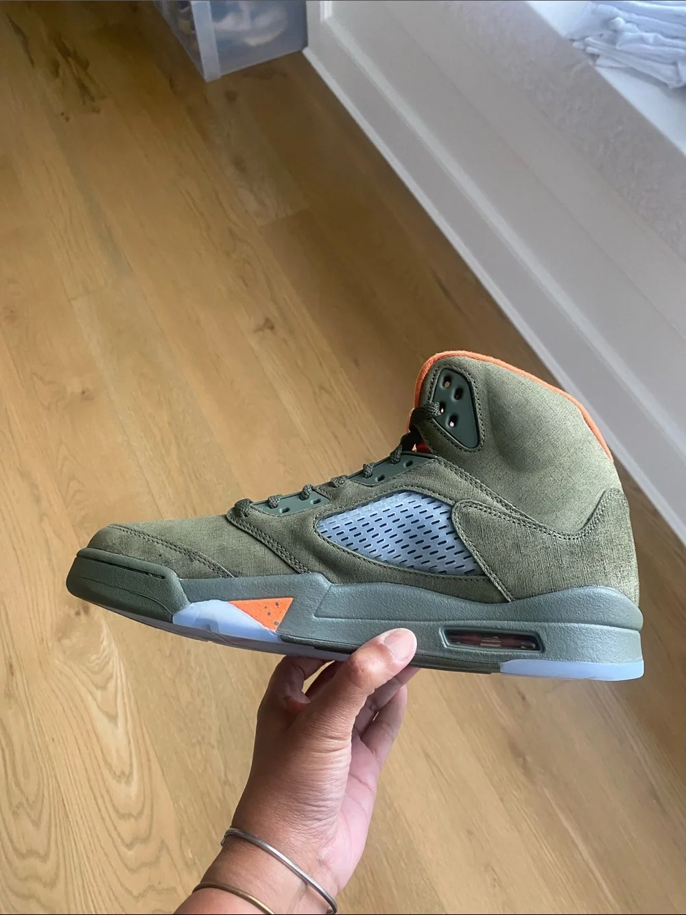 Jordan Olive Green and Orange Men’s Basketball Sneakers